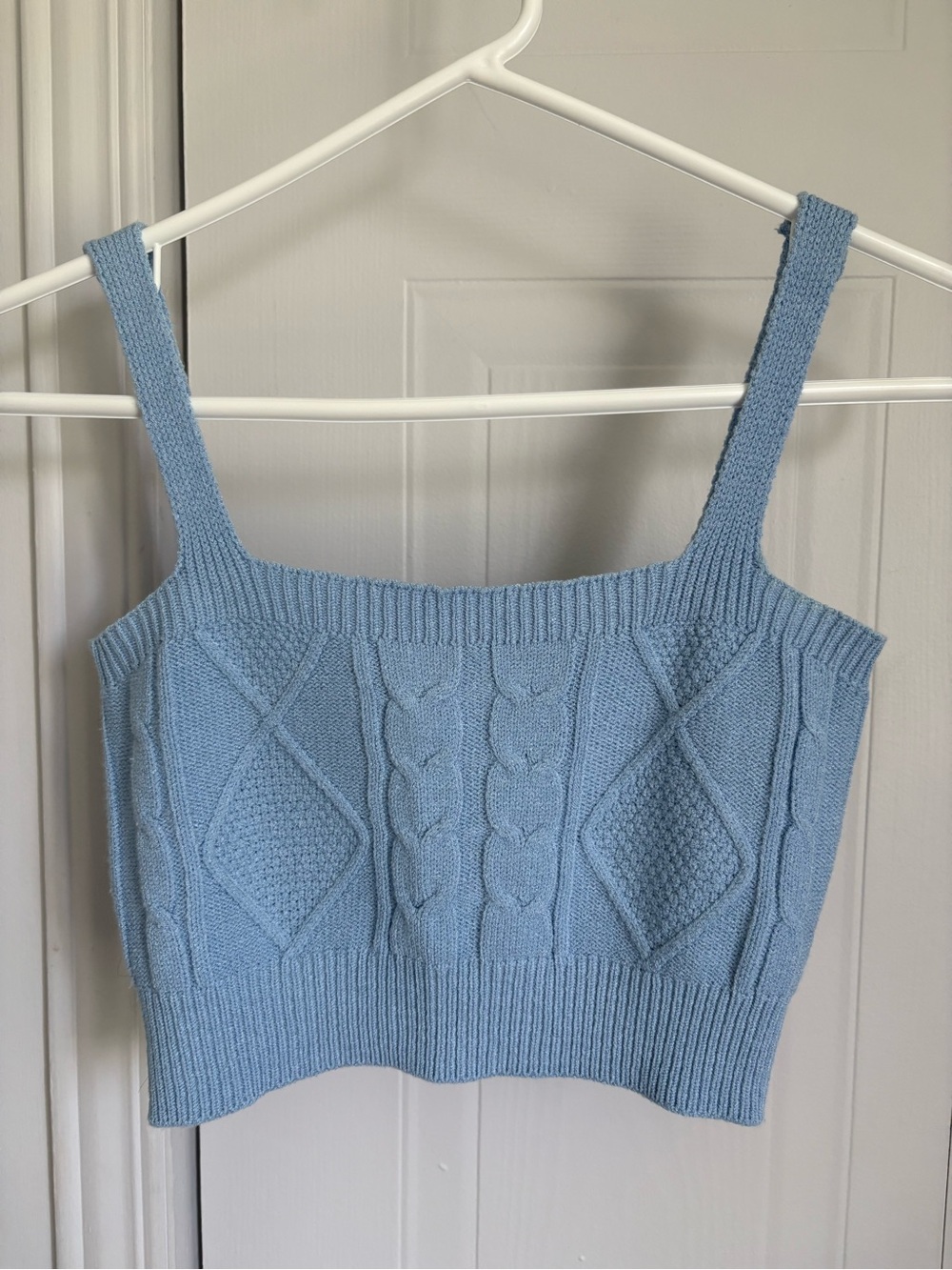 Simons Light Blue Cable Knit Crop Tank (S-M)